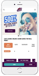 Cafe Casino is fully accessible trough mobile devices