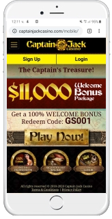 Captain Jack mobile casino is accessible through Android and iOS devices.