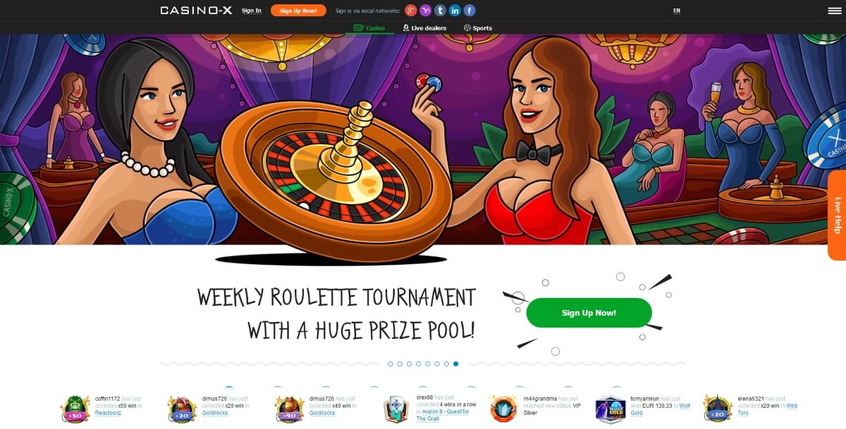 Casino X homepage