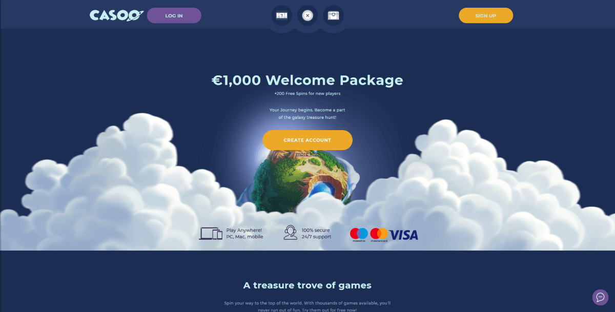 Casoo Casino homepage