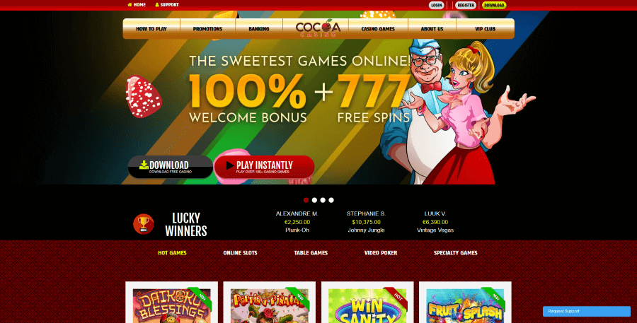 Cocoa Casino homepage