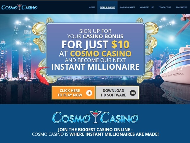 Welcome offer at Cosmo Casino