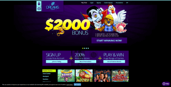 Dreams Casino homepage
