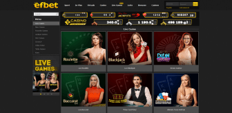 Live dealer games at efbet casino