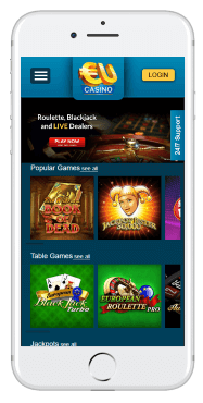 EUcasino's mobile website is easy to navigate