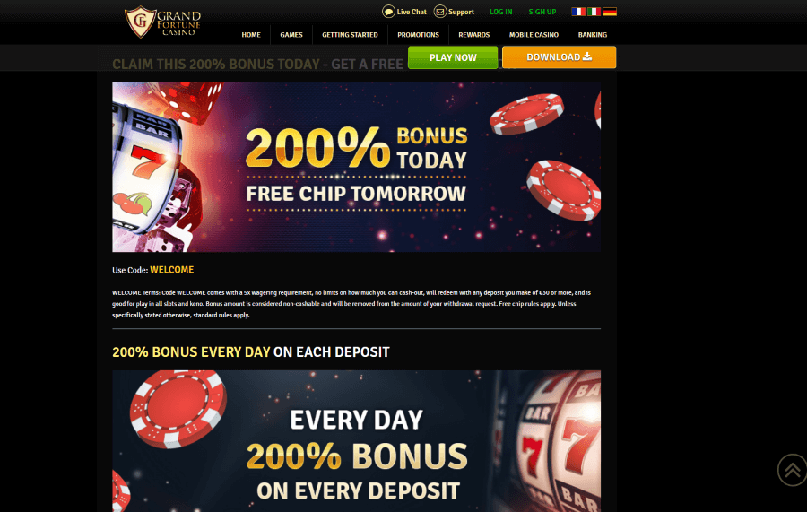 Ongoing promotions at Grand Fortune Casino