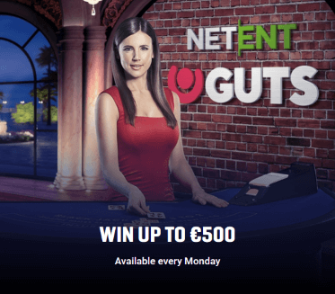 Playing live games at Guts Casino will grant you with additional winnigs