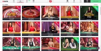 Live casino games at Guts Casino