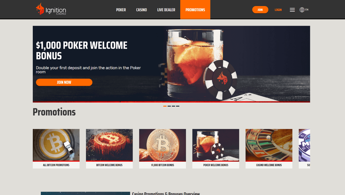 Promotinal offers available at Ignition Casino