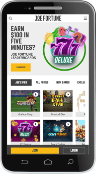 Joe Fortune Casino website is well optimized for mobile play