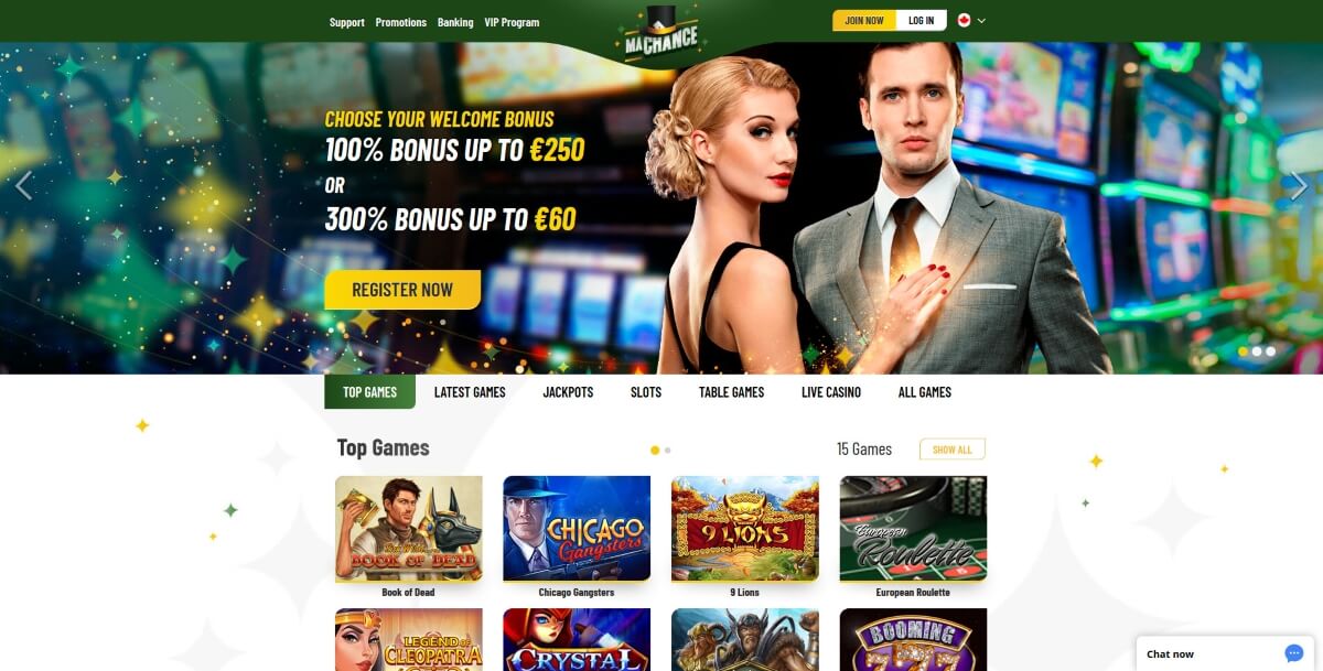 MaChance Casino Homepage