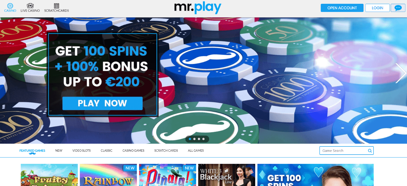 Mr.Play Casino homepage