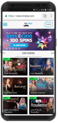Mr.Play casino can be accessed via your mobile browser