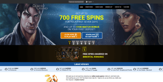 The landing page at Quatro Casino