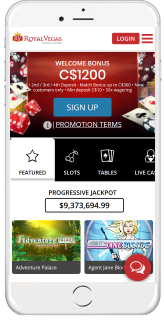 You can access Royal Vegas casino through the browser of your mobile device.