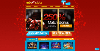 Ruby Slots Casino homepage