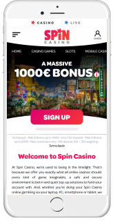 Spin Casino mobile is available for iOS, Android, and Windows