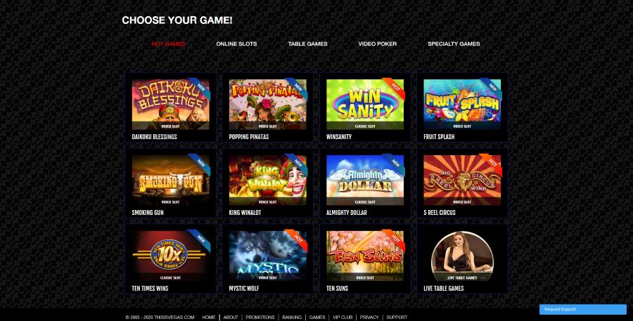 Wide collection of casino games at This Is Vegas