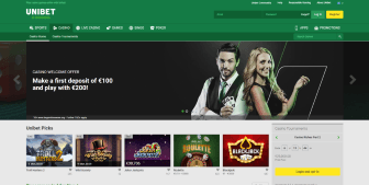 Unibet Casino homepage