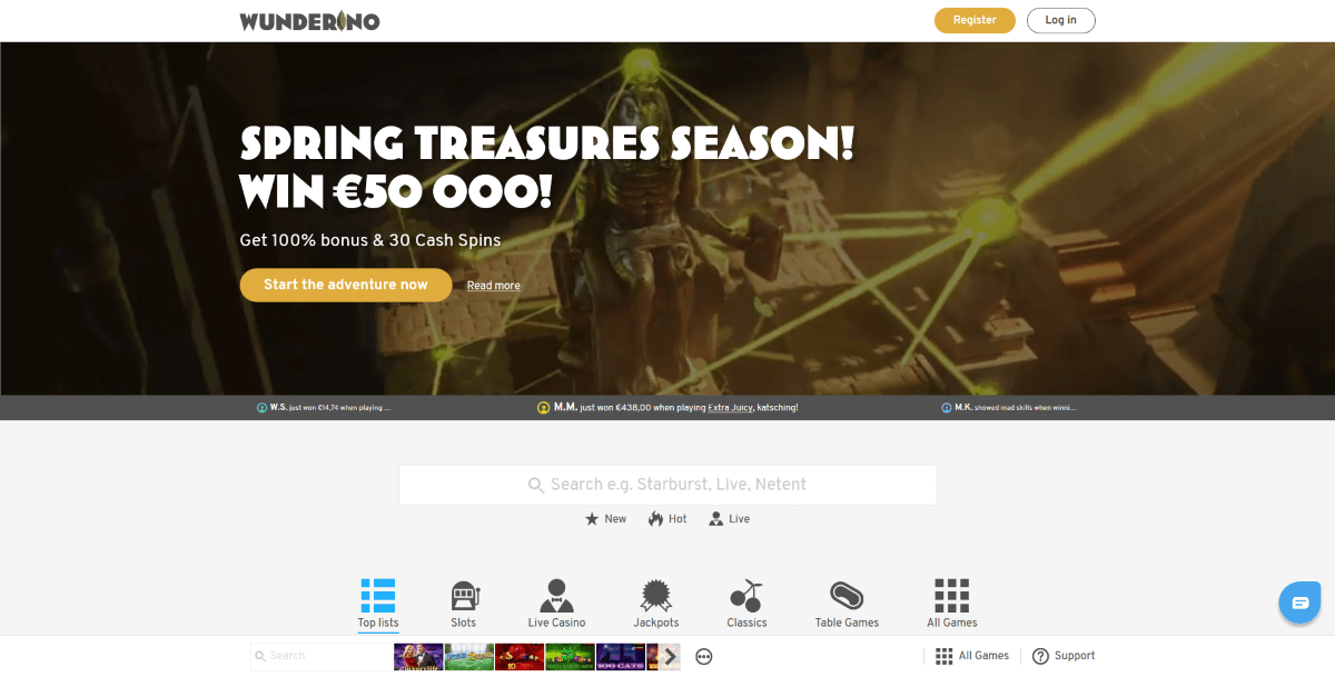 Wunderino Casino homepage